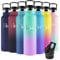Motswedi Borraccia Termica, 1 L senza BPA, Borraccia con Cannuccia, Acciaio Inox, Bottiglia Termica, a Prova di Perdite, Borracce Termiche, Borraccia per Palestra, Ciclismo, Verde Lago & Viola Chiaro