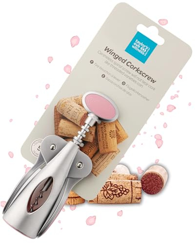 Spiral Corkscrew Wine Bottle Opener- By Taylors Eye Witness, Easy to Use, Guaranteed to Cleanly Remove Cork Without Tearing, Dishwasher Safe, Essential Kitchen Gadget for Wine Lovers, Cherry Blossom