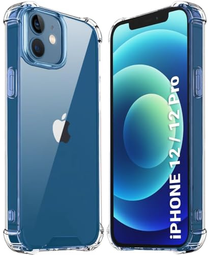 Pritify Clear Case for iPhone 12/12 Pro Slim Hard PC Back & Soft TPU Shockproof Phone Bumper Back Transparent Cover, Anti-Scratch Clear Back cover, Thin Slim cover