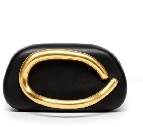 blinkgooblink Clutch Damen mit Goldgriff | Elegante Abendtasche mit Abnehmbarer Kette | Kleine Damenhandtasche für Hochzeit, Braut, Party, Ball & Feier