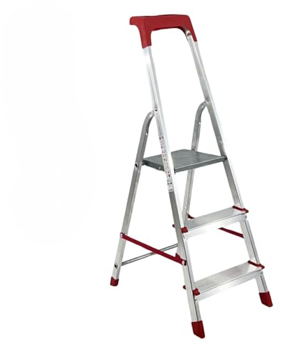 Scala In Alluminio Pieghevole da 3 fino a 8 Gradini | Scaletta Domestica E Professionale Certificata EN 131 | Made In Italy | Portata Massima 150 Kg (3 Gradini)