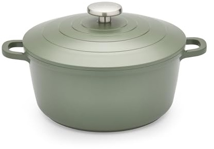 Morphy Richards Cast Aluminium Casserole, 24cm/4.1L, Non Stick Coating, Lightweight Design, Oven Safe, Self-Basting, Suitable for all Hobs, Green, 851251