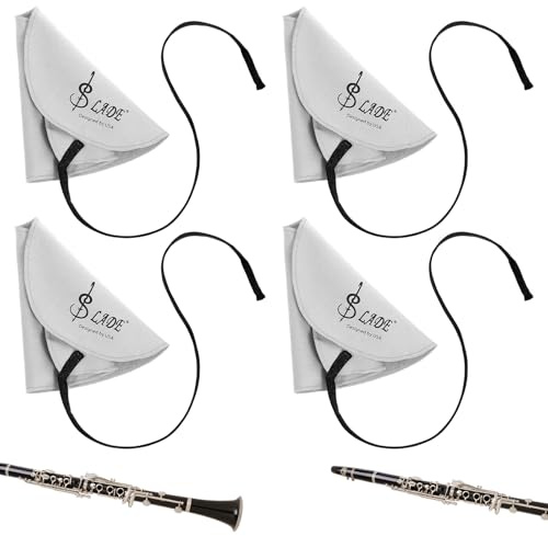 Saxophon Reinigungstuch - 4 Stück Klarinette Putztuch Flöte Reinigungstuch für Innenrohr Klarinette Swab Cloth Reinigungsset Tuch für Saxophon Piccoloflöte Musikinstrumente (Grau)