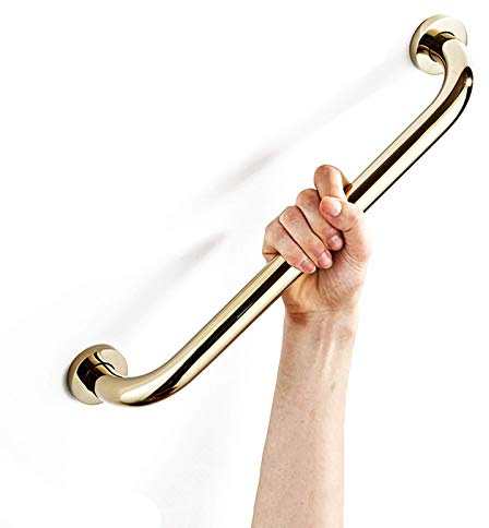 Grab Rails,Hand Rail Disability Aids Antique Bathroom Grab Bar in Brass/Steel, Bath Handicap Safety Handle for Showers, Bathtubs, Wc, Balance Handrail Shower Assist/Silve,Gold-40Cm/16Inch