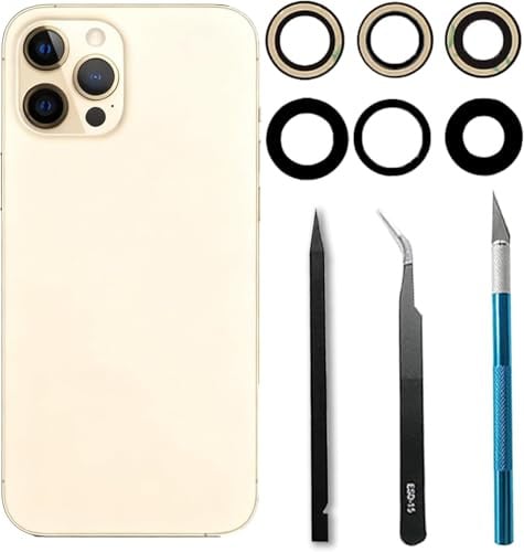 Alovexiong - Lente de cámara trasera de repuesto para iPhone 12 Pro Max, lente de cristal para cámara trasera con kit de reparación