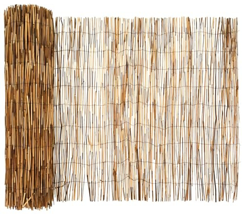 vidaXL Gartenzaun Kohlenstoff 500 x 90 cm Schilf, Moderner, wetterfester Gartenzaun, umweltfreundliche Barriere, rechteckiger, metallverstärkter Sichtschutzzaun