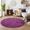 SIMPEX Flauschiger Teppich Wohnzimmer Schlafzimmer Läufer Flur Esszimmer Küchenteppich Hochflor Einfarbig Modernes Design 30 mm Florhöhe Kuschelweich, Violett, 80 cm Rund