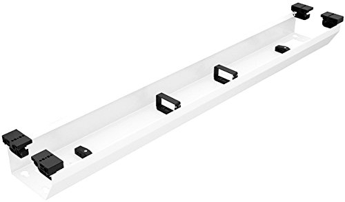 Metall Kabelkanal Schreibtisch Kabeldurchlass zur Aufnahme von Steckdosenleisten | Länge 1424 mm | Stahl weiß RAL 9016 | Made IN Germany | 1 Set - Kabel-Durchführung Management Untertisch-Montage