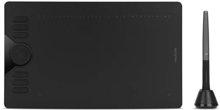 HUION Generalüberholt HS610 Batterieloses Grafiktablett, 12+16 programmierbare ExpressKeys, 8192 Stufen, 5080LPI mit ±60° Neigungsfunktion unterstützt Windows/MacOS/Android (Generalüberholt)