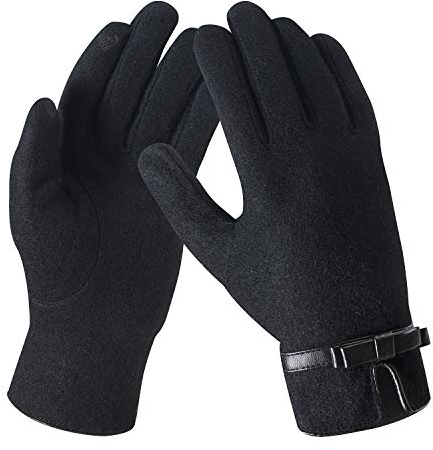 Bequemer Laden Damen Winter Warm Kaschmir Touchscreen Handschuhe mit Fleece Gefütterte, Elegant Winterhandschuhe Gestrickte Handschuhe mit Schleife Dekoration
