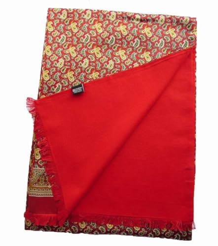 Herren Seidenschals für den Winter, doppelseitig, 100% Seide mit gebürstetem Futter, warm, luxuriös, Cashew-Nuss, Rot, 170*30cm