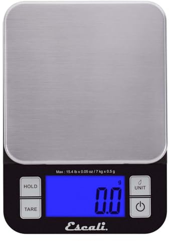 Escali SQ157B Nutro Digital Food Scale, Multi-Functional Kitchen Appliance, Precise Weight Measuring and Portion Control, Baking and Cooking Made Simple, Stainless Steel Platform, Black