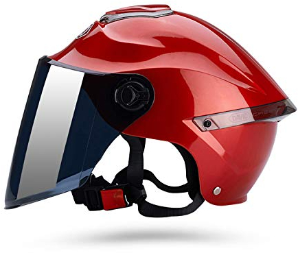 Galatée Casque de Moto Adulte avec Pare-Soleil, Adapté aux Motos Électriques, Scooters Croiseurs, Passer Le Test de Collision pour Répondre à La Sécurité Routière(Rouge, Lentille Transparente)