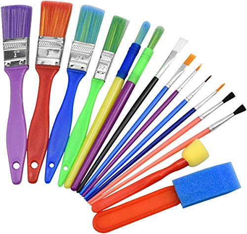 Enfants Peinture Kits,15PCS Peinture Brosse pour Enfants Bébé, Pinceaux de Peinture, Pinceaux en Mousse, Éponge Brosses de Peinture Enfant pour Débutant Peinture