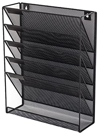 TentHome Wand Zeitschriftenhalter Prospekthalter A4 Flyerhalter Prospektspenderset Drahtgeflecht Zeitungshalter Metall Zeitschriftensammler Magazinhalter Wandmontage für Zeitschriften schwarz