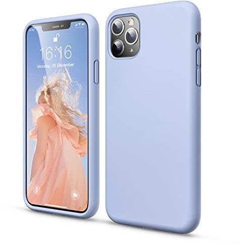 GOODVISH Coque iPhone 11 Pro Max Silicone Liquide 6,5 Pouces, Etui avec Doublure en Microfibre, Lèvre Surélevée pour Écran & Caméra, iPhone 11 Pro Max Protection Case, Bleu Printanier
