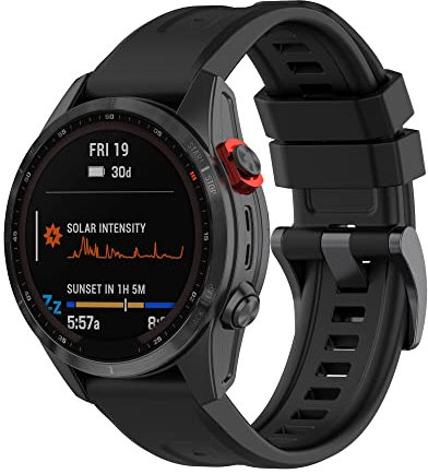 Yikamosi Kompatibel mit Garmin Fenix 7S Armband,20MM Schnellverschluss Weiches Silikon rostfreiem Metallverschluss Ersatzbänder Kompatibel für Garmin Fenix 7S/Fenix 7S Solar,Schwarz