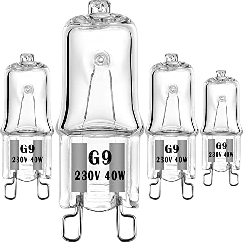 EKSAVE 4 x G9 Halogen Oven Bulbs 25W 230V for Oven and Microwave Oven Cooker Bulb Wax Melt 370lm 300 Degree C Heat Tolerant Light Bulbs