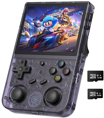 RG353V Handheld-Spielkonsole, Dual OS Android 11 und Linux-System, unterstützt 5G WiFi 4.2, Bluetooth, Mondlicht, Streaming, HDMI-Ausgang, integrierte 64G SD-Karte, 4452 Spiele (RG353V-Lila)