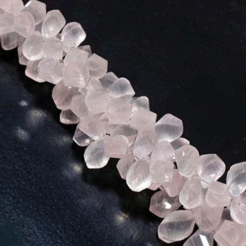 LKBEADS 8 inch rose quartz twisted faceted drops beads 5x10mm to 9x11mm