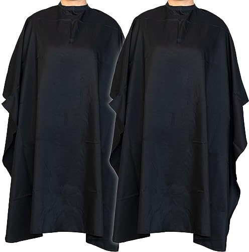 2 Pack 59 x 47 Barber Cape Professional Salon Cape Hairdresser Cover Cape with Adjustable Snap Closure for Men Women Kids Hair Cutting Hair Dye
