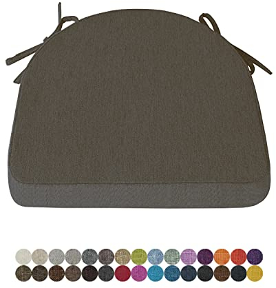 Lsjoaw 1 Stück Stuhlkissen Sitzkissen Stuhl 43X42X40X8 Sitzpolster mit Bindeband Rutschfestes Zierkissen Gartenkissen Halbrund Auflage für Stühle Indoor/Outdoor Sitzauflage,Grey