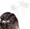 Flayem Haarnadeln Hochzeit Haarschmuck Braut Blume Haarspangen Silber Kristall（2Stück）