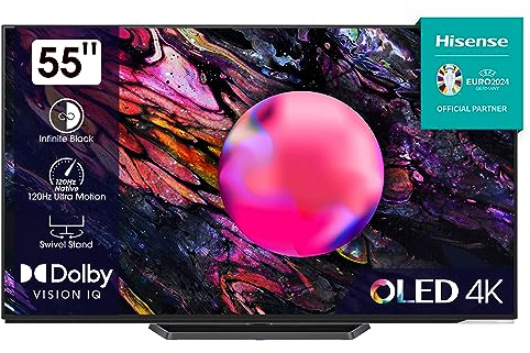 Hisense 55A85K 139cm (55 Zoll) Fernseher, OLED, 4K, HDR, Dolby Vision IQ & Atmos, IMAX Enhanced, Filmmaker Mode, 120Hz, Apple AirPlay, Alexa Built-in, Game Mode Pro, DTS Virtual X, anthrazit [2023]