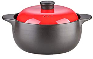 NMNMNM Tapa de Doble asa Sopera de cerámica Pura Sopera con Fuego Abierto Cazuela Redonda de cerámica Negra Plato/Olla de Barro/Olla de Barro/Utensilios de Cocina de cerámica con Tapa Resiste