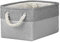 Small Storage Boxes for Shelves, Foldable Small Toy Storage Box with Handles, Canvas Storage Baskets for Socks Towels DVDs Books Makeup and Bathroom Toiletries(31x21x16cm/1 Pack, Grey&Light Grey)