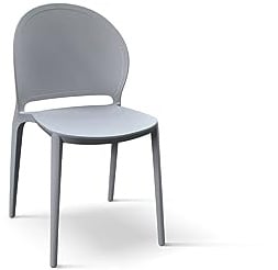 PAZZO DESIGN Sedia Stefania, Set Da 4, Grigio,Polipropilene, Cucina, Sala Da Pranzo, Giardino, Impilabili - id_1996