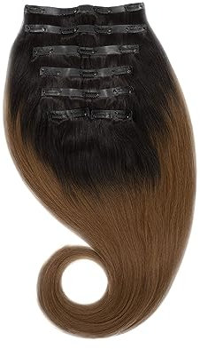 GLOBAL EXTEND® Clip-in-Extensions nahtlos I 100% Echthaar I Angenehmes Tragen | Einfaches Befestigen I Dichte und Volumen I Große Farbauswahl I Komplettes Set (60 cm, 1B/06 root)