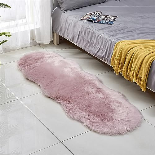 Tomifine Tapis en Peau de Mouton synthétique, Tapis Salon en Fausse Fourrure, Man Made Luxe Tapis de Canapé Coussin Cozy Sensation comme véritable Laine (Rose,40 x 60 cm)