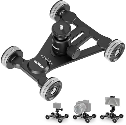 NEEWER Camera Slider Dolly with 360° Ball Head/Phone Clamp/Action Camera Mount Adapter, 4 Wheel Manual Dolly for ±30° Circular/Linear Movement, Compatible with GoPro Insta360 Android, SD002