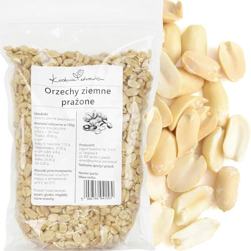 Cacahuètes Grillées En Moitiés Naturelles 1 kg - Arachides Croquantes, Riches En Protéines Et Fibres, Idéales Pour Snacks, Muesli Et Cuisine Maison, Kuchnia Zdrowia