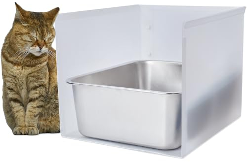 JIMEIQI 1Pc Cat Litter Box Enclosure, Pee Shields High Side Litter Box Enclosure, Cat Litter Box Splash Guard, Box Enclosure with Shield (Without Pan)