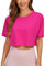 CRZ YOGA Women's Pima Cotton Workout T-Shirt Short Sleeve Running Crop Top Casual Athletic Tee Granita Pink 10