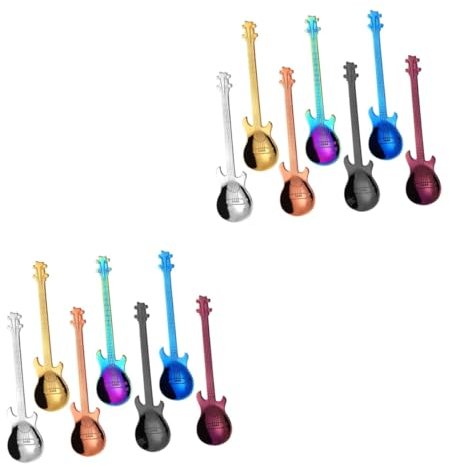 Zerodeko 14pièces Cuillères à Café Acier Inoxydable Forme De Guitare Multicolores De Cuillères Créatives Pour Agitation Et Dégustation