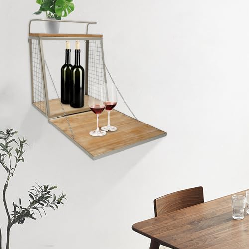Begoniape Étagère à vin murale en métal - Porte-bouteilles de vin - Étagère de cuisine en bois - Stockage Stemware - Étagère murale pour verre à vin - Pour cuisine, salle à manger, bar, appartement