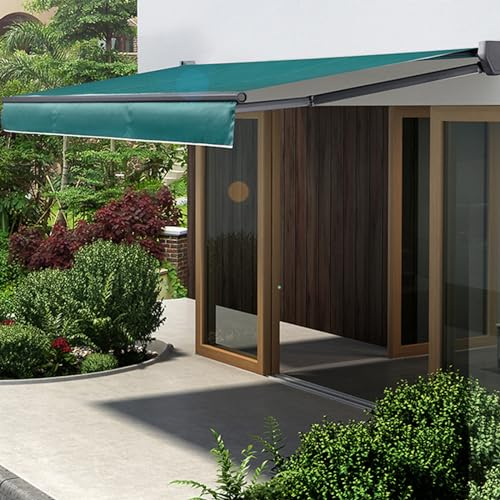 RUYICZB Einziehbare Markise, Terrassenmarkise, Manuelle Markisen Für Terrassenüberdachung, Wasserabweisende Polyester-Terrassentür-Fenstermarkise Für Deck, Balkon, Hof,4 x 3m/13 x 9.8ft