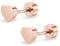 ZDE Titan Damen flach zurück Herz Ohrringe Frauen Nicht-Nickel Ohrringe hypoallergen Knorpel Ohrstecker für empfindliche Ohren einfache klassische 5mm flach Ohrstecker (Heart-Rose Gold)