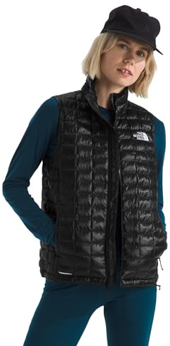 The North Face Women's ThermoBall Vest - Lightweight Zip Up, Synthetic Insulation, Wind Resistant, Water Repellent Finish, TNF Black, Large