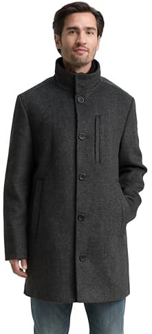 TOM TAILOR Herren 1046983 2-in-1 Wollmantel mit Abnehmbarer Innenjacke, 30500-Dark Grey Black Herringbone, XXL