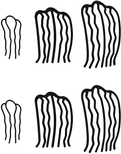 Wisebom Épingles à Peigne en Métal 6 Pièces, Peignes Latéraux Vintage en Forme de U, Fourche À Cheveux Peignes Latéraux, Épingles à Cheveux Chignons Latérales pour Femme et Fille, 3 Tailles, Noir