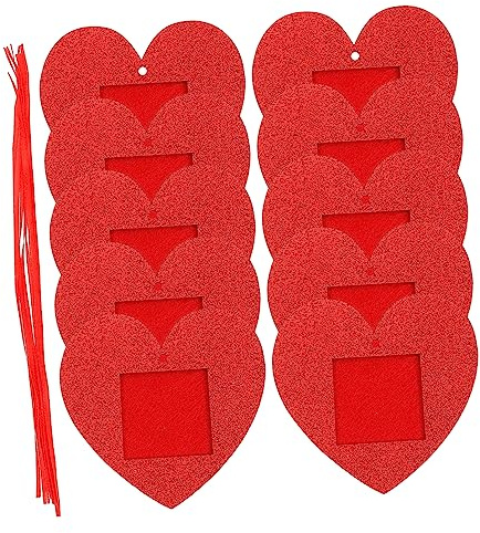 MAGICLULU 10stücke Teiliges Herz Glitzer Foto-Rahmen Mini Valentinstag Filz-hängende Bilderrahmen Mit Glitzer Für Dekorative Anlässe Farblich Zufällig