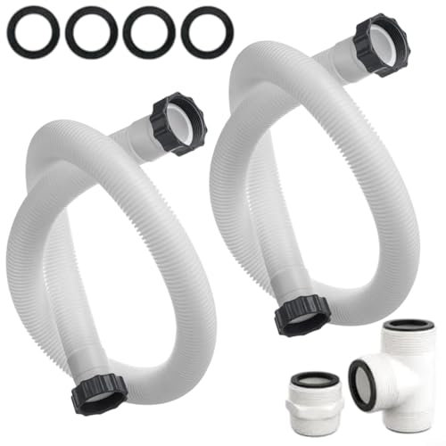 Juego de adaptadores de manguera de bomba de filtro de piscina para Intex para piscinas Coleman sobre el suelo, 2 mangueras flexibles de 1.5 pulgadas, conector dividido, divisor en T, 9 juntas, 59