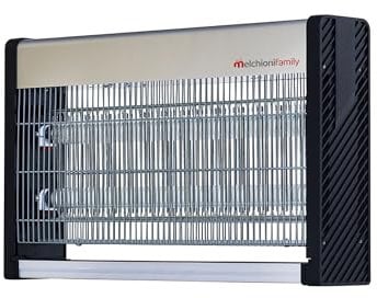 Melchioni Family HUNTER, Zanzariera Elettrica UV LED da Interno, 100m², Antigraffio, Lampada UV 8000h, 45W, Fissaggio Parete/Terra/Soffitto, Cassetto Raccolta, PC/ABS