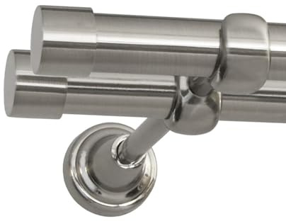Print Cycero packaging Gardinenstange 200cm breit - 19 mm Durchmesser - 2-Läufig, Wandbefestigung - Vorhangstange für Ösenvorhänge, Fenster, schwere Vorhänge, Innenlaufstange - Rullo