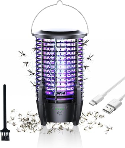 Fly zapper, 3600mAh Fly Killer IPX4 Waterproof outdoor Bug Zapper, Battery Indicator, Fly Trap Indoor and Outdoor Use for Home, Patio,Backyard,Tent