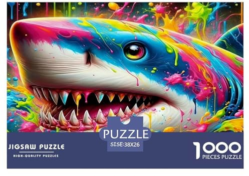 Bunter Hai Puzzle 1000 Teile Schwer Pädagogisches Spielzeug Für Erwachsene Und Kinder Ab 14 Jahren, Klassische Geschenk Farbenfrohes Legespiel Home Dekoration 38x26cm/1000pcs